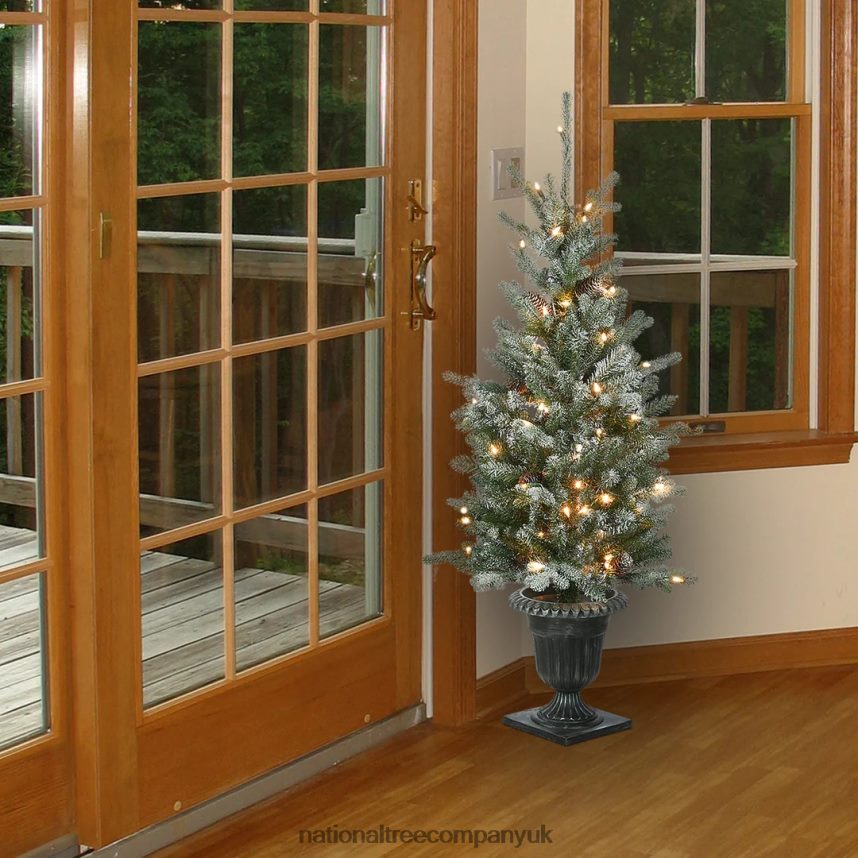 Trees | National Tree Company 4 ft Snowy Morgan Spruce Entrance Tree with Clear Lights F2L4F89